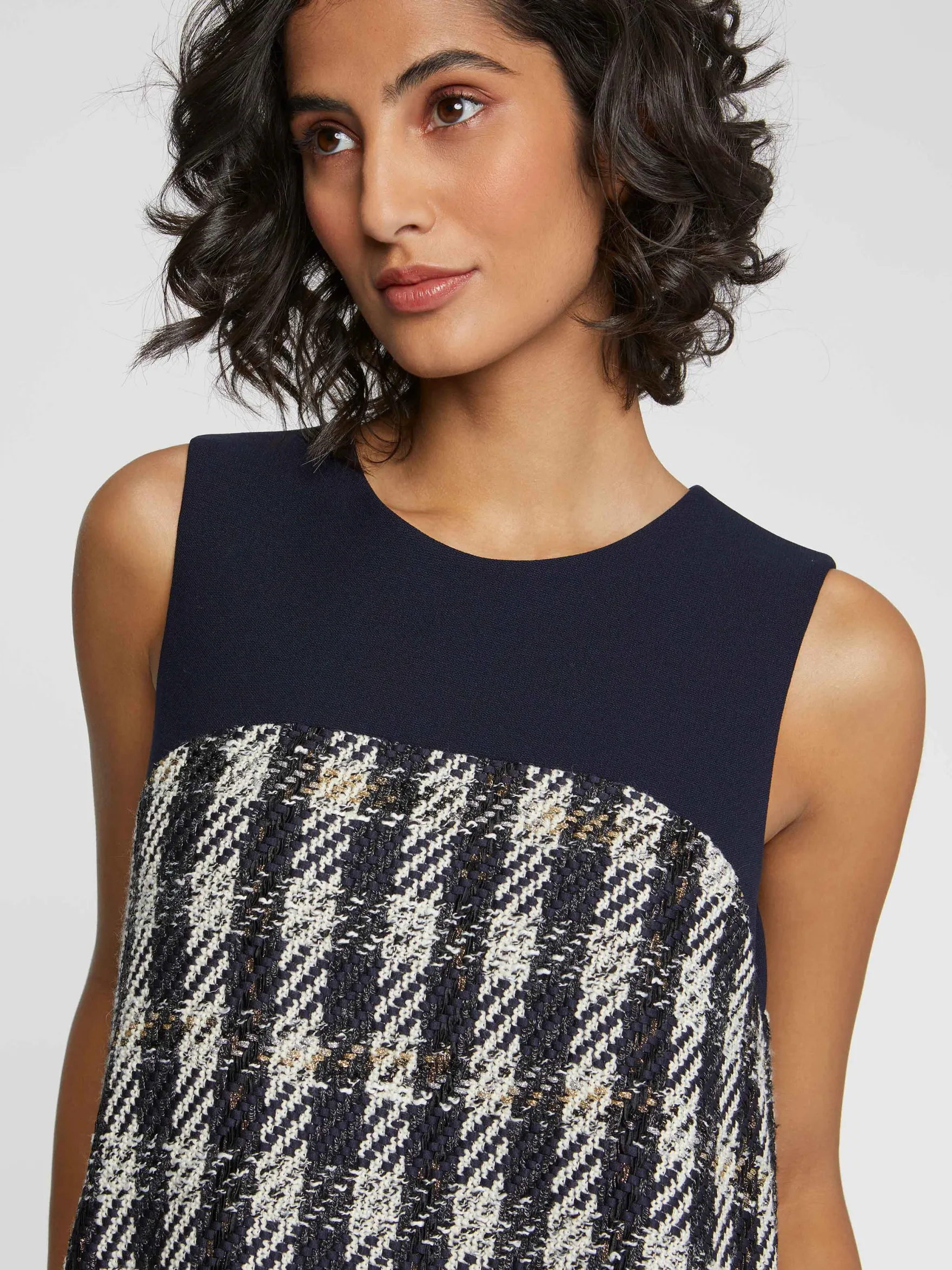 Women Paule Ka Dresses>Houndstooth A-Line Dress