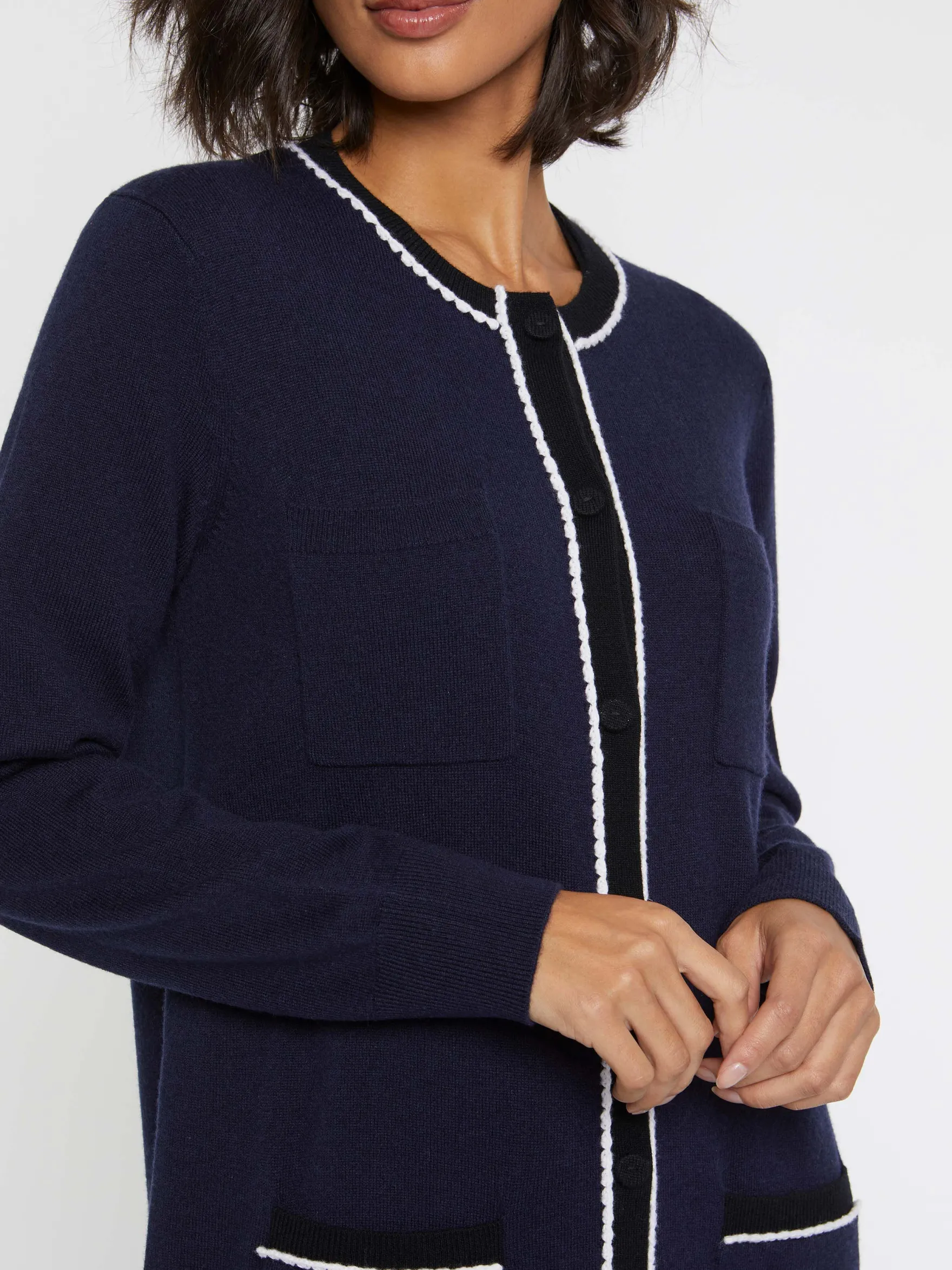 Women Paule Ka Knitwear>Long Wool And Cashmere Cardigan