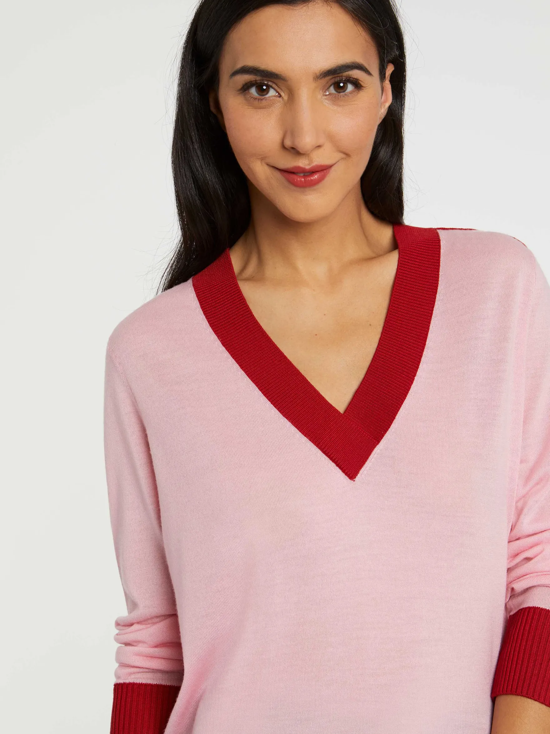 Women Paule Ka Knitwear>Merino-Wool V-Neck Sweater