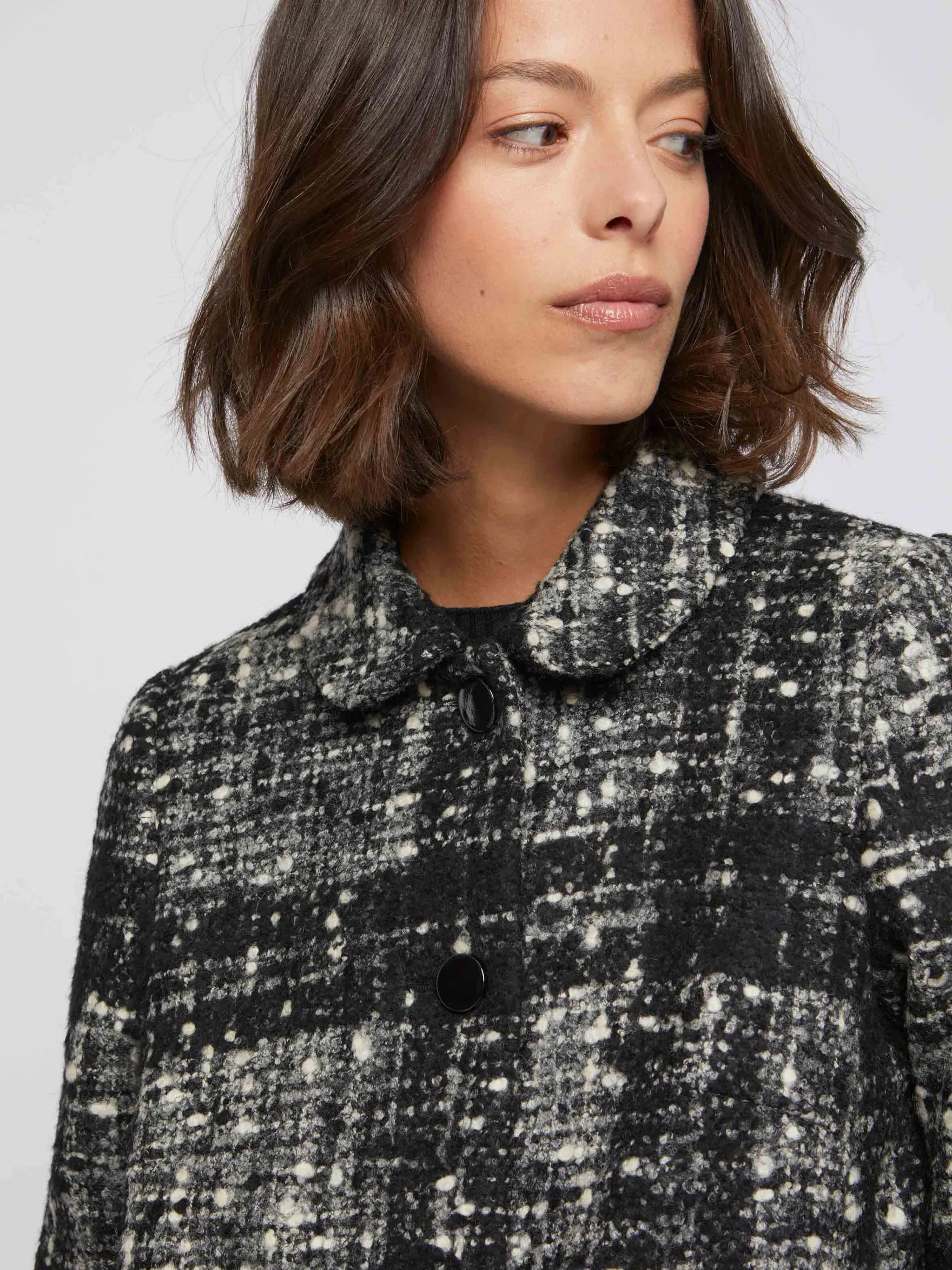 Women Paule Ka Coats>Mid-Length Marled Tweed Coat