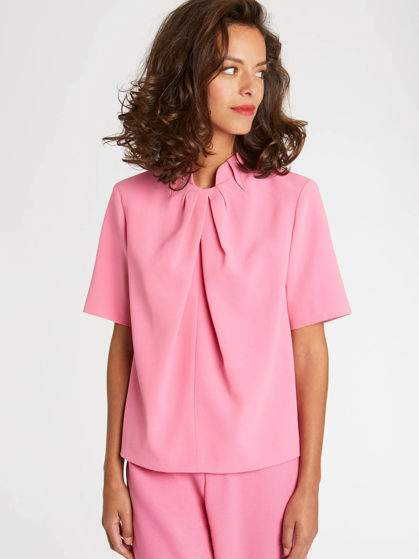 Women Paule Ka Tops>Pleated Crepe Top