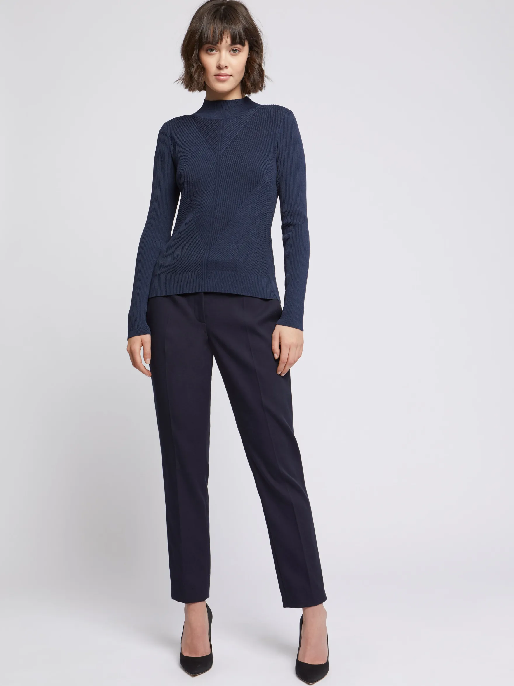 Women Paule Ka Knitwear>Pull Col Montant En Cotes Fantaisie