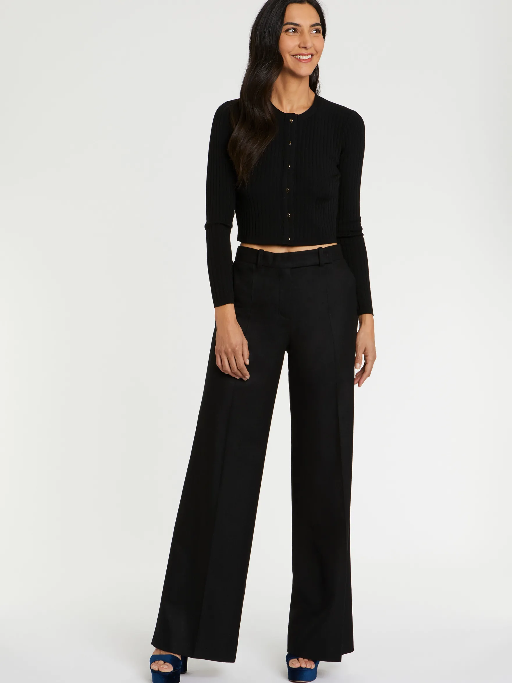 Women Paule Ka Knitwear>Ribbed-Knit Wool Cardigan