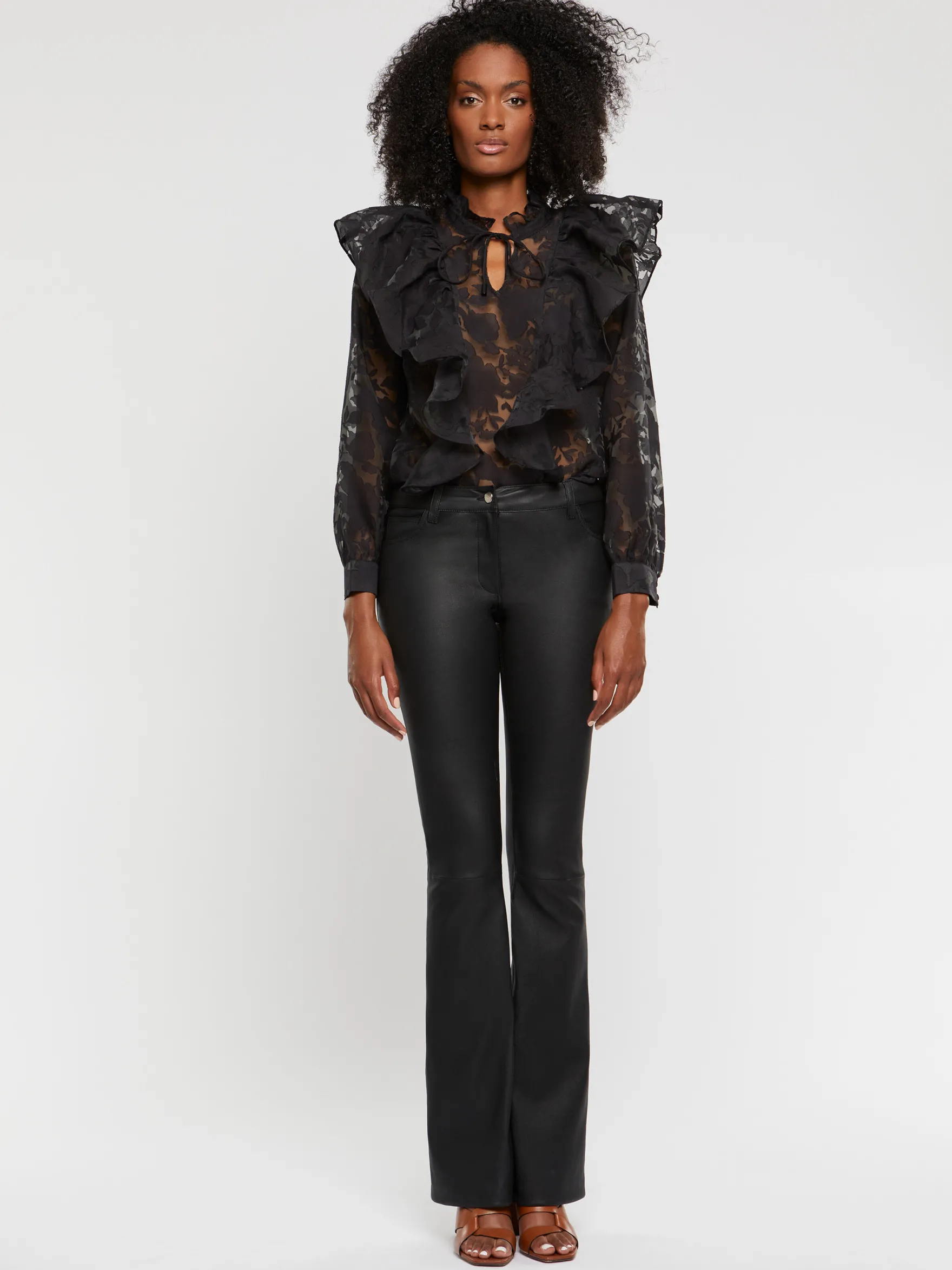 Women Paule Ka Tops>Ruffled Organza Blouse