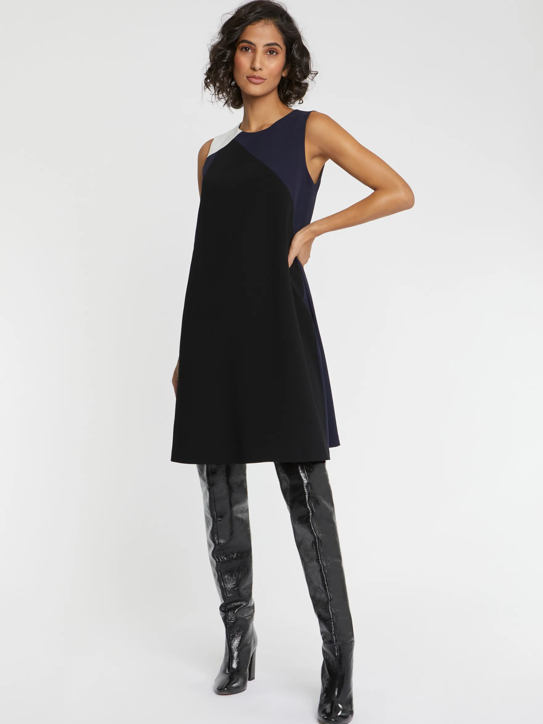 Women Paule Ka Dresses>Satin-Back Crepe Dress