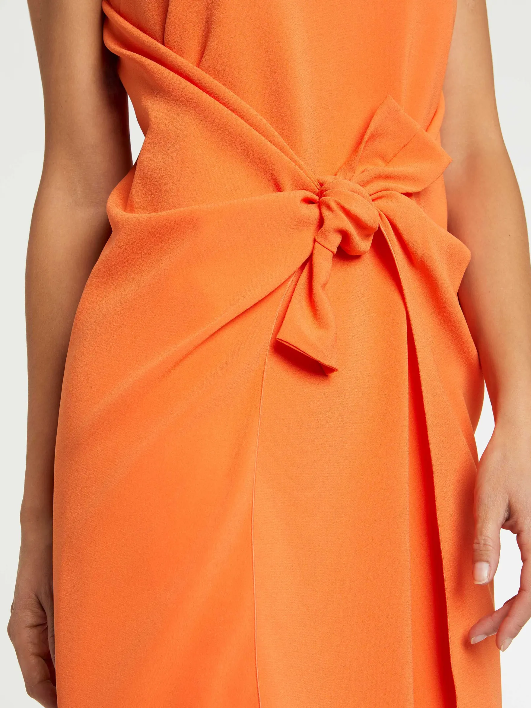 Women Paule Ka Dresses>Satin-Back Crepe Dress With Bow
