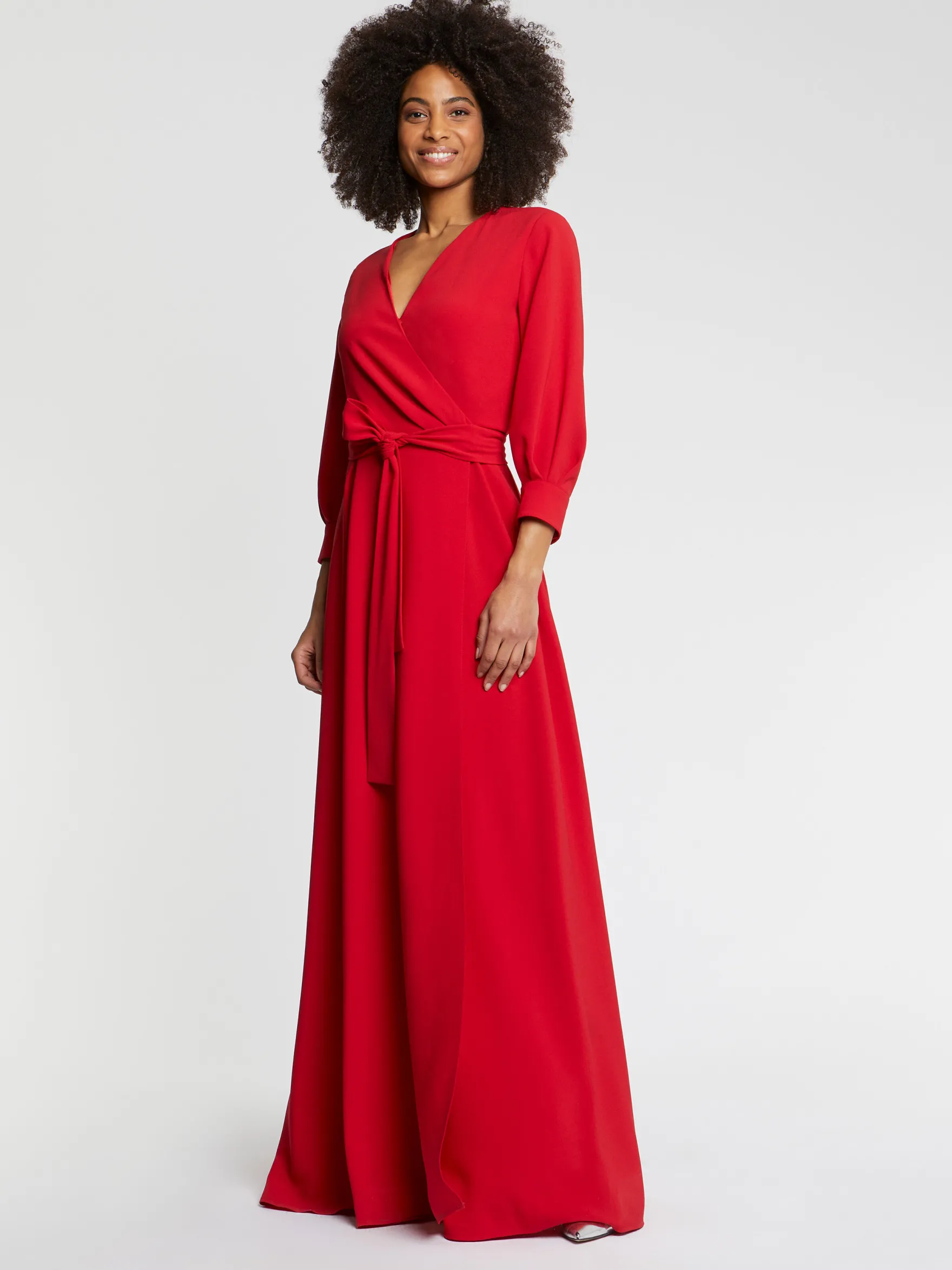 Women Paule Ka Dresses>Satin-Back Crepe Evening Gown