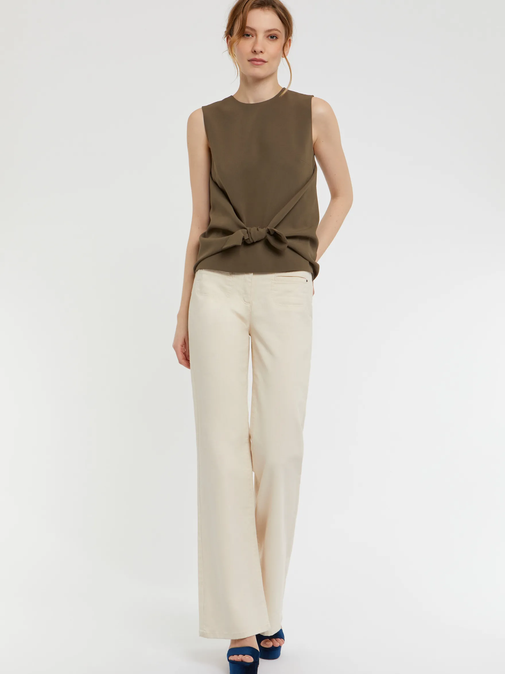 Women Paule Ka Tops>Satin-Back Crepe Top