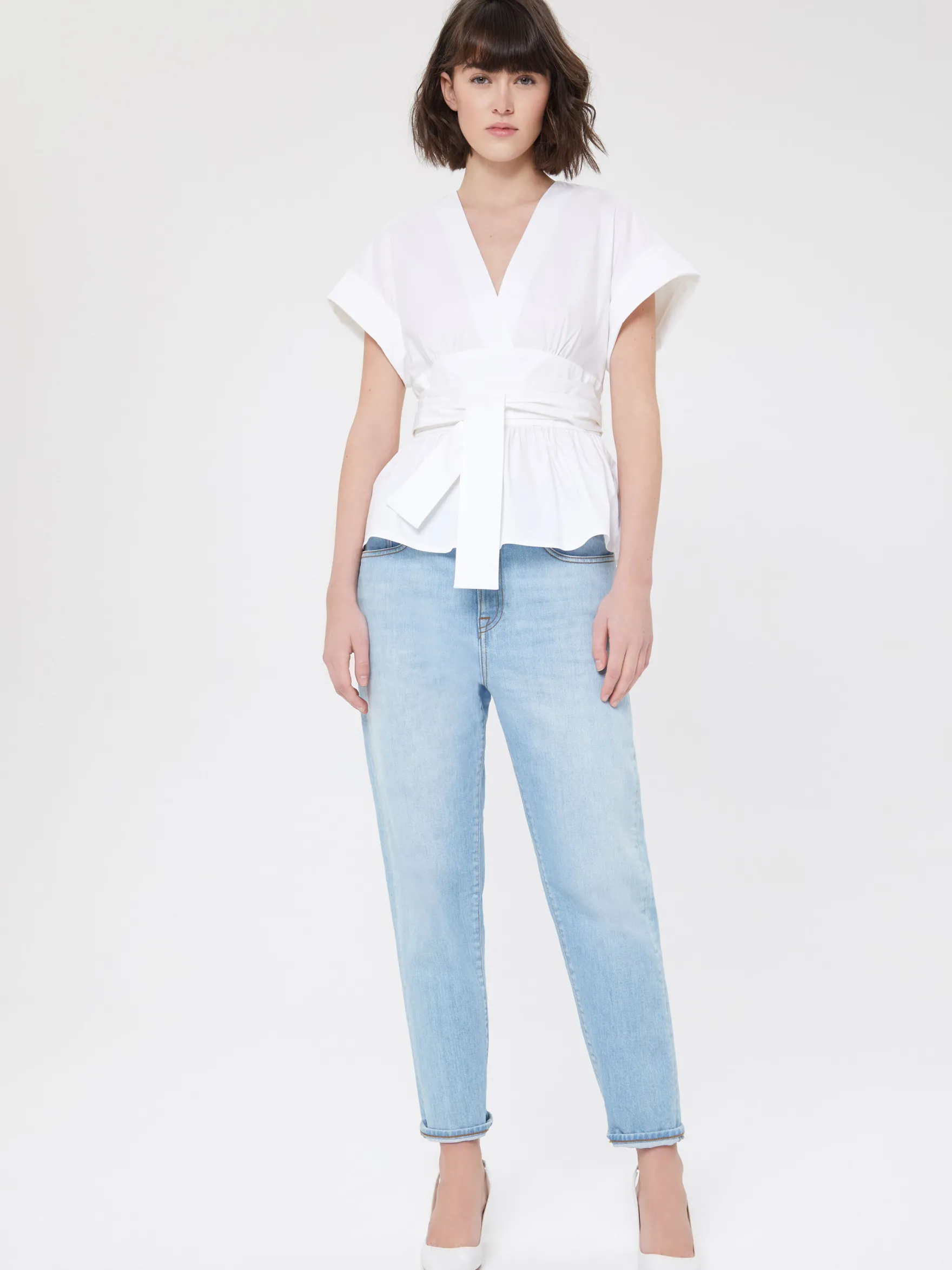 Women Paule Ka Tops>Satin-Poplin Top