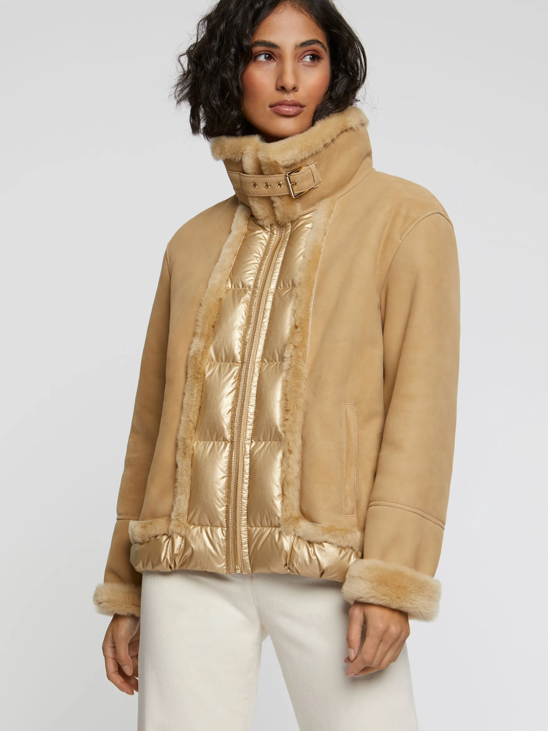 shearlingtrimmed_leather_jacket_2-1.webp Women Paule Ka Jackets>Shearling-Trimmed Leather Jacket