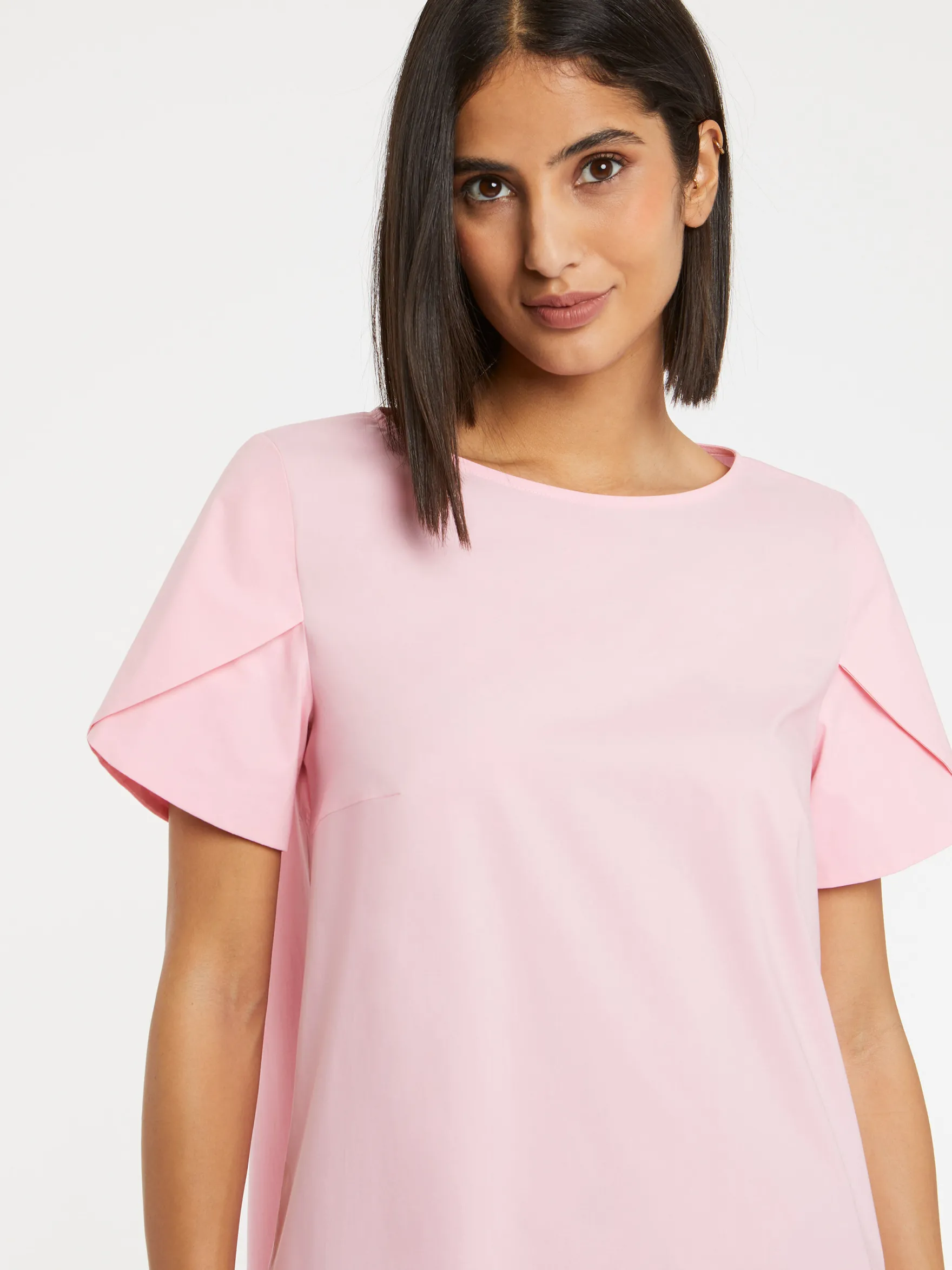 Women Paule Ka Dresses>Short Cotton Poplin A-Line Dress