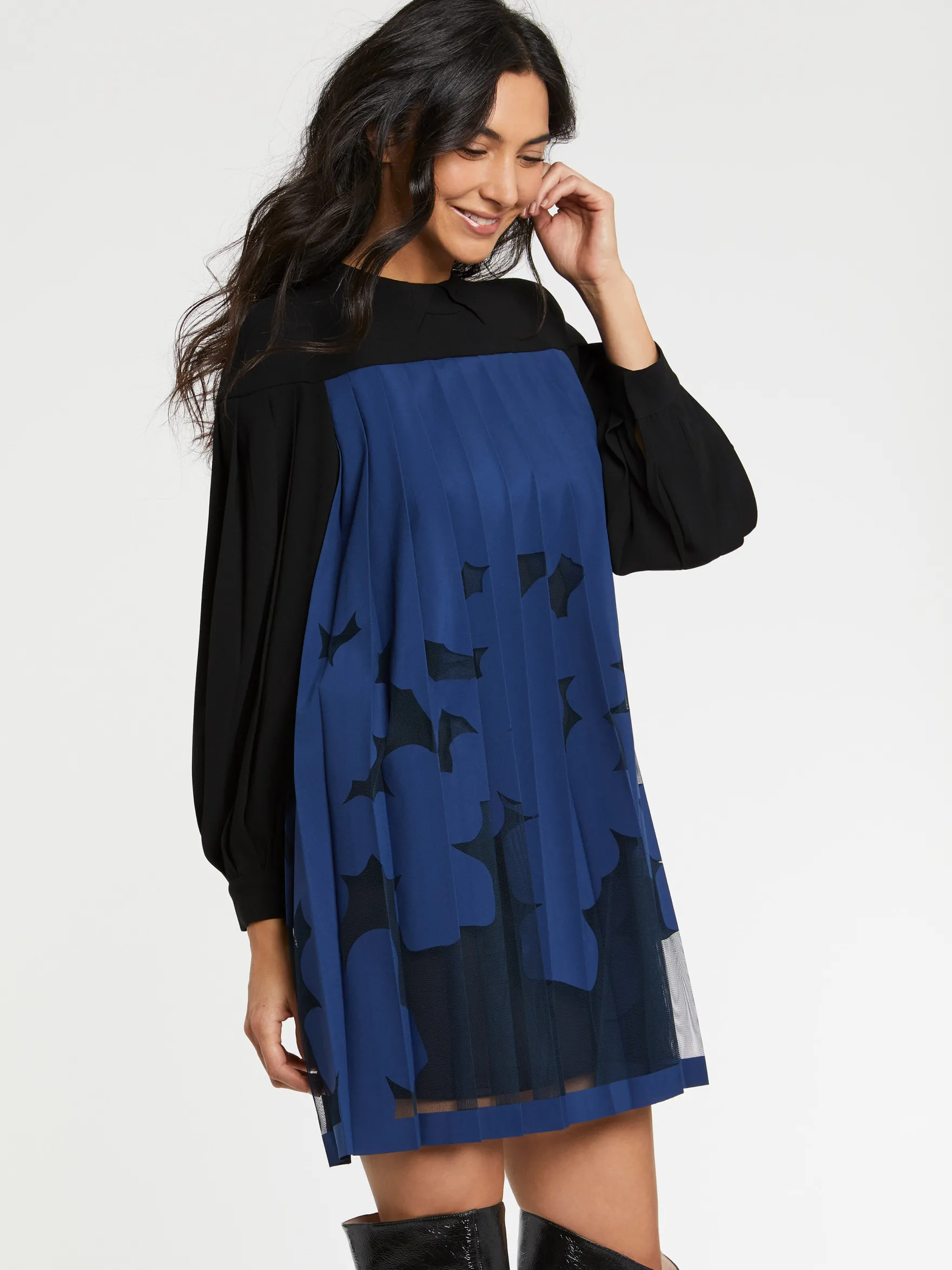 Women Paule Ka Dresses>Short Pleated Tulle Dress