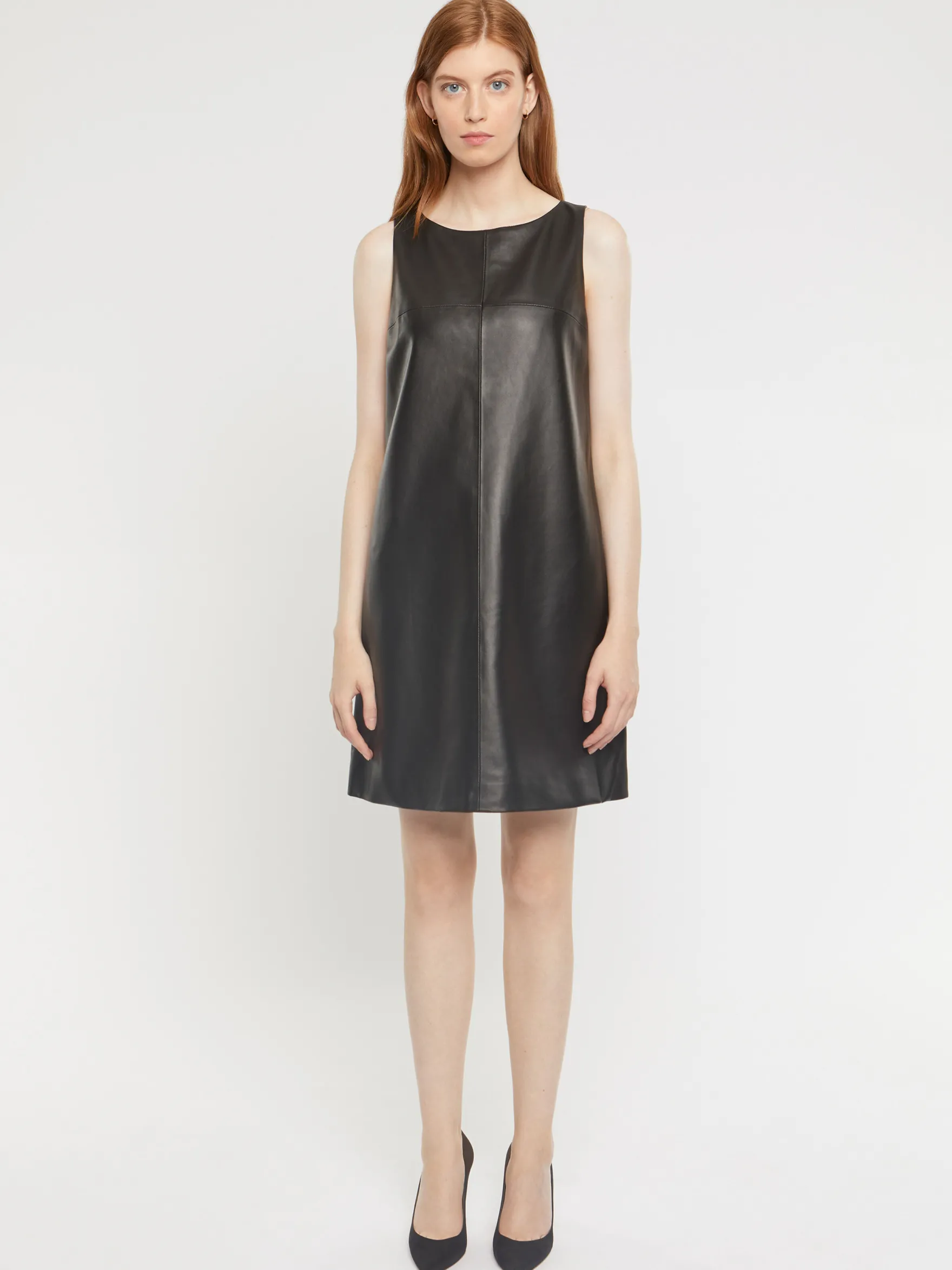 Women Paule Ka Dresses>Short Sleeveless Lambskin Leather Dress