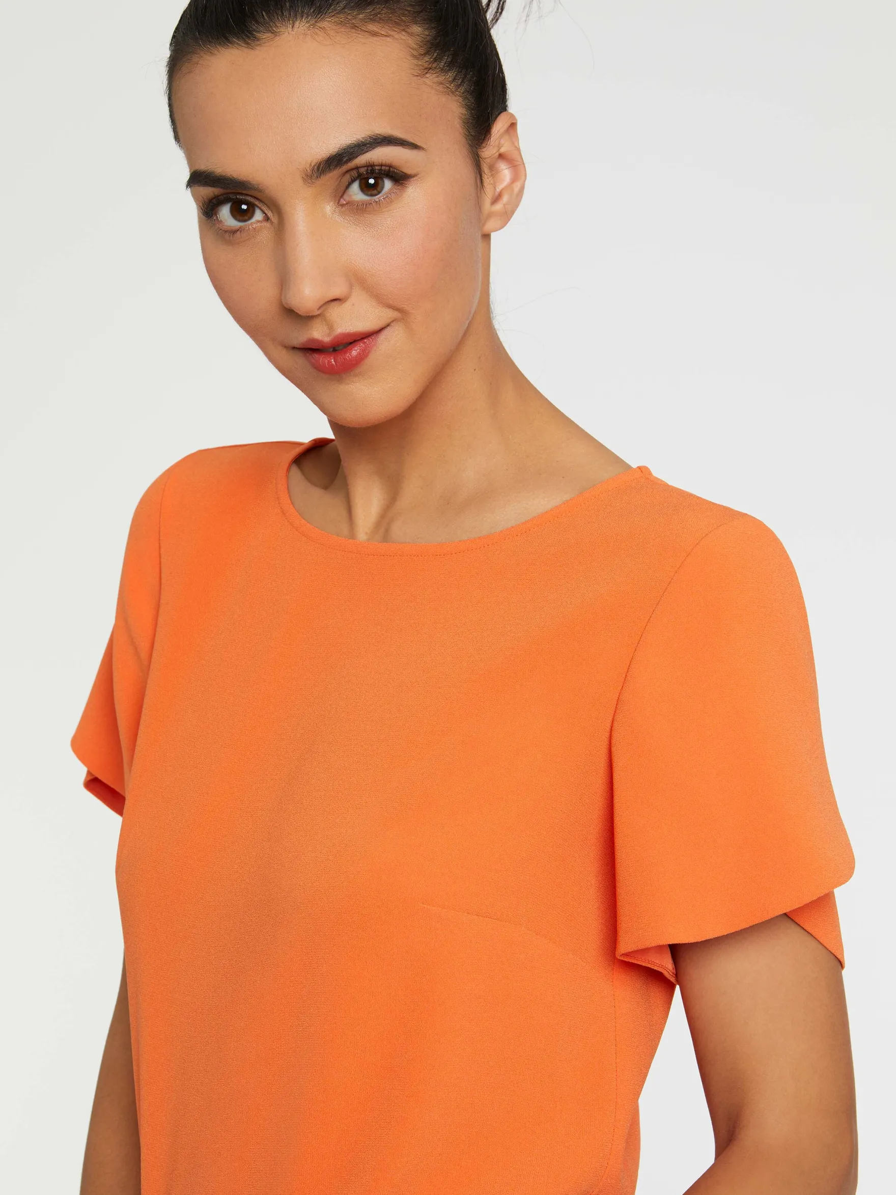 Women Paule Ka Tops>Short-Sleeve Crepe Top
