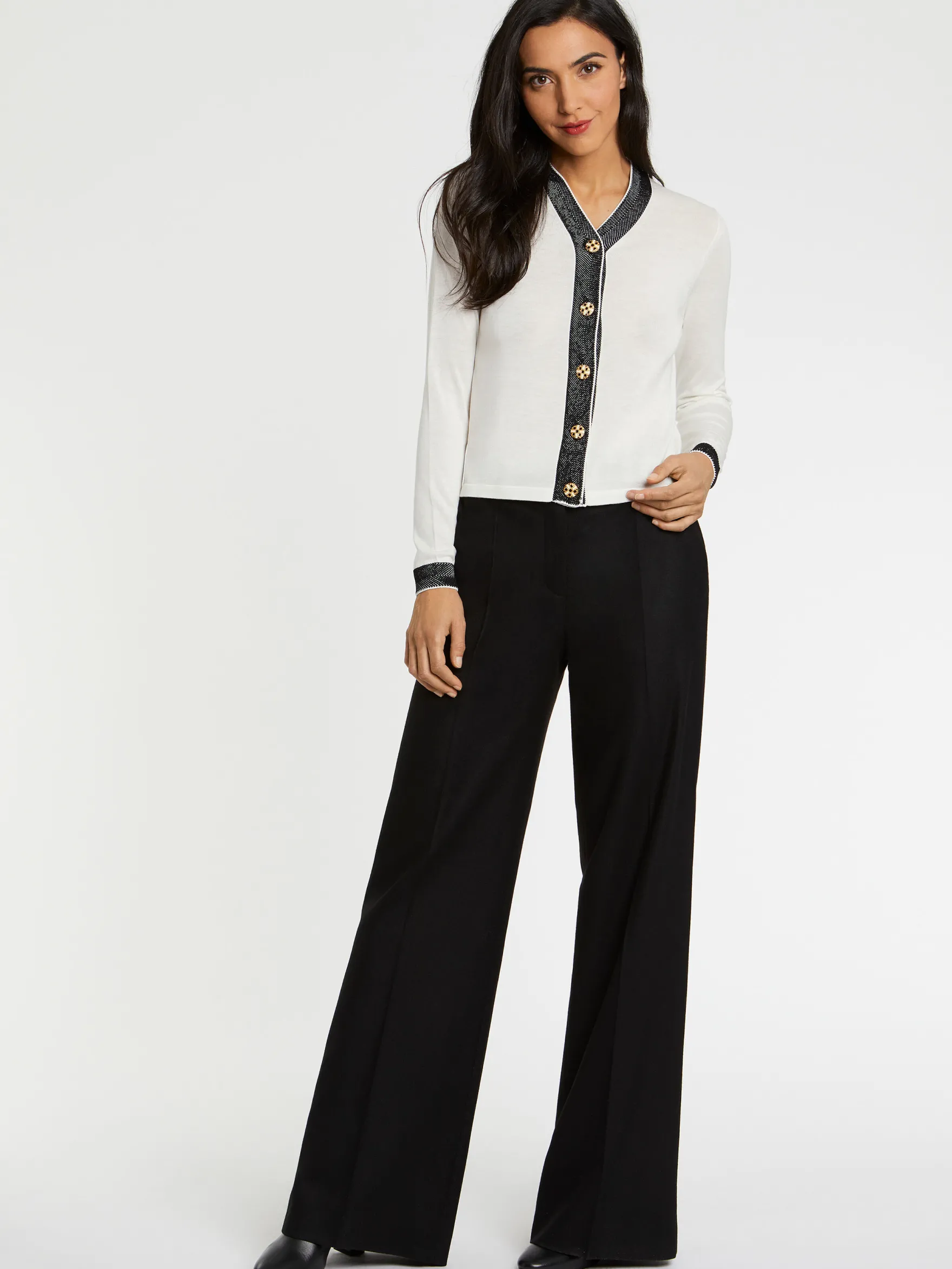 Women Paule Ka Knitwear>Silk Cardigan With Ornate Buttons