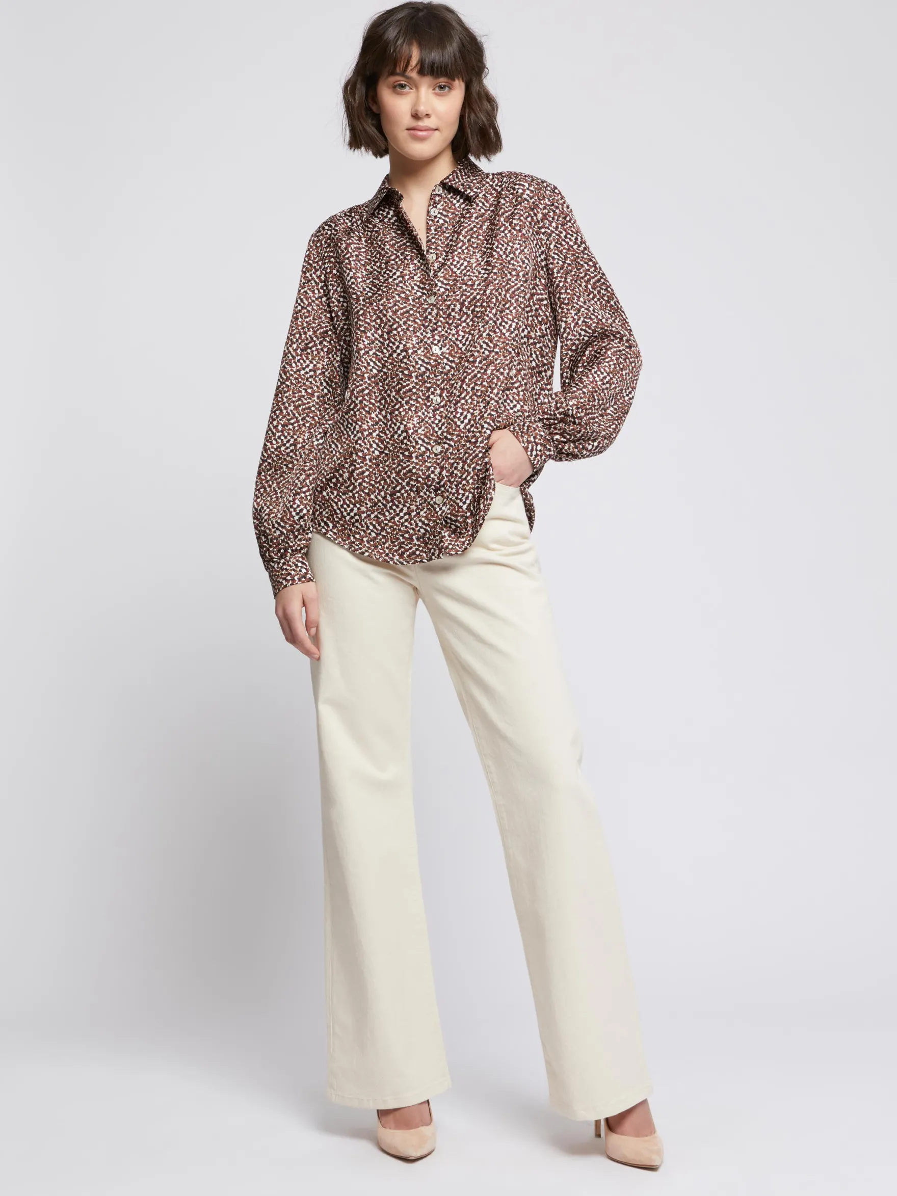 Women Paule Ka Tops>Snake-Print Silk Blouse