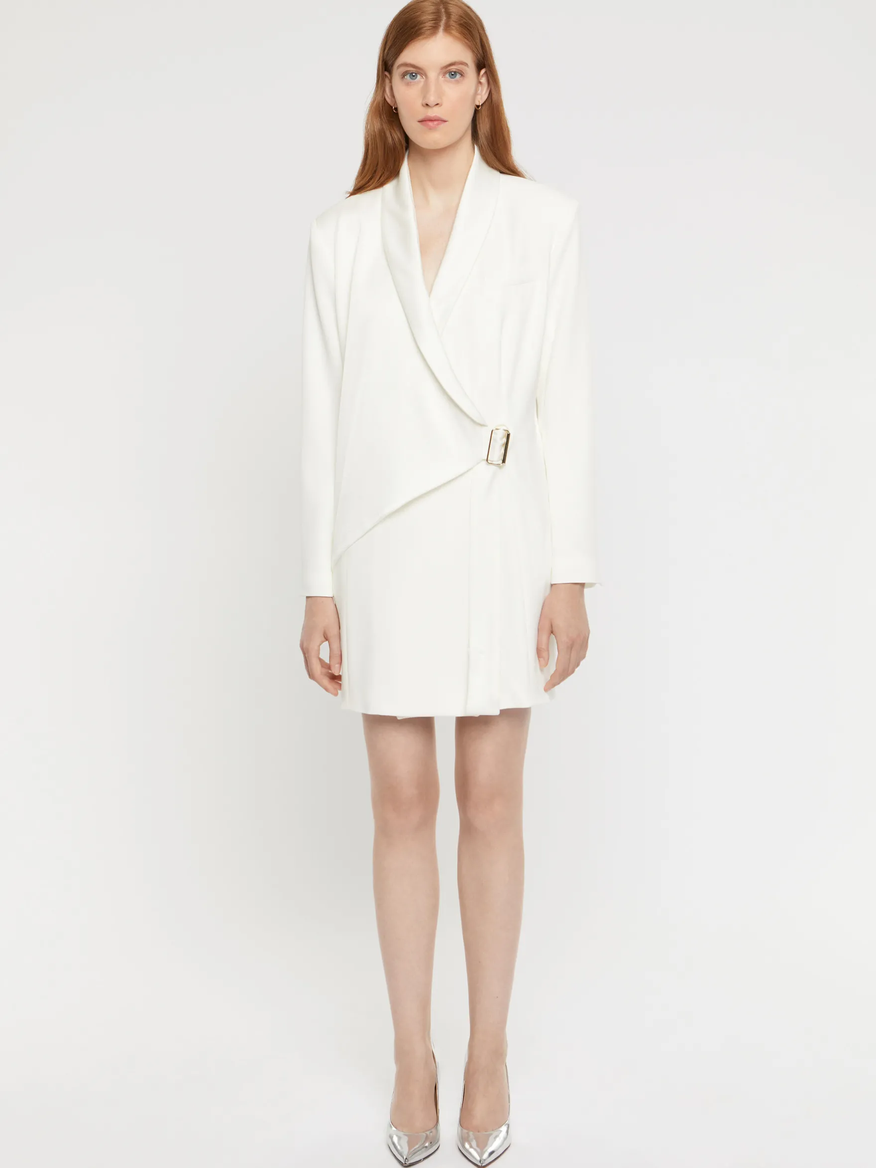 Women Paule Ka Dresses>Tailored Wrap Satin-Back Crepe Dress