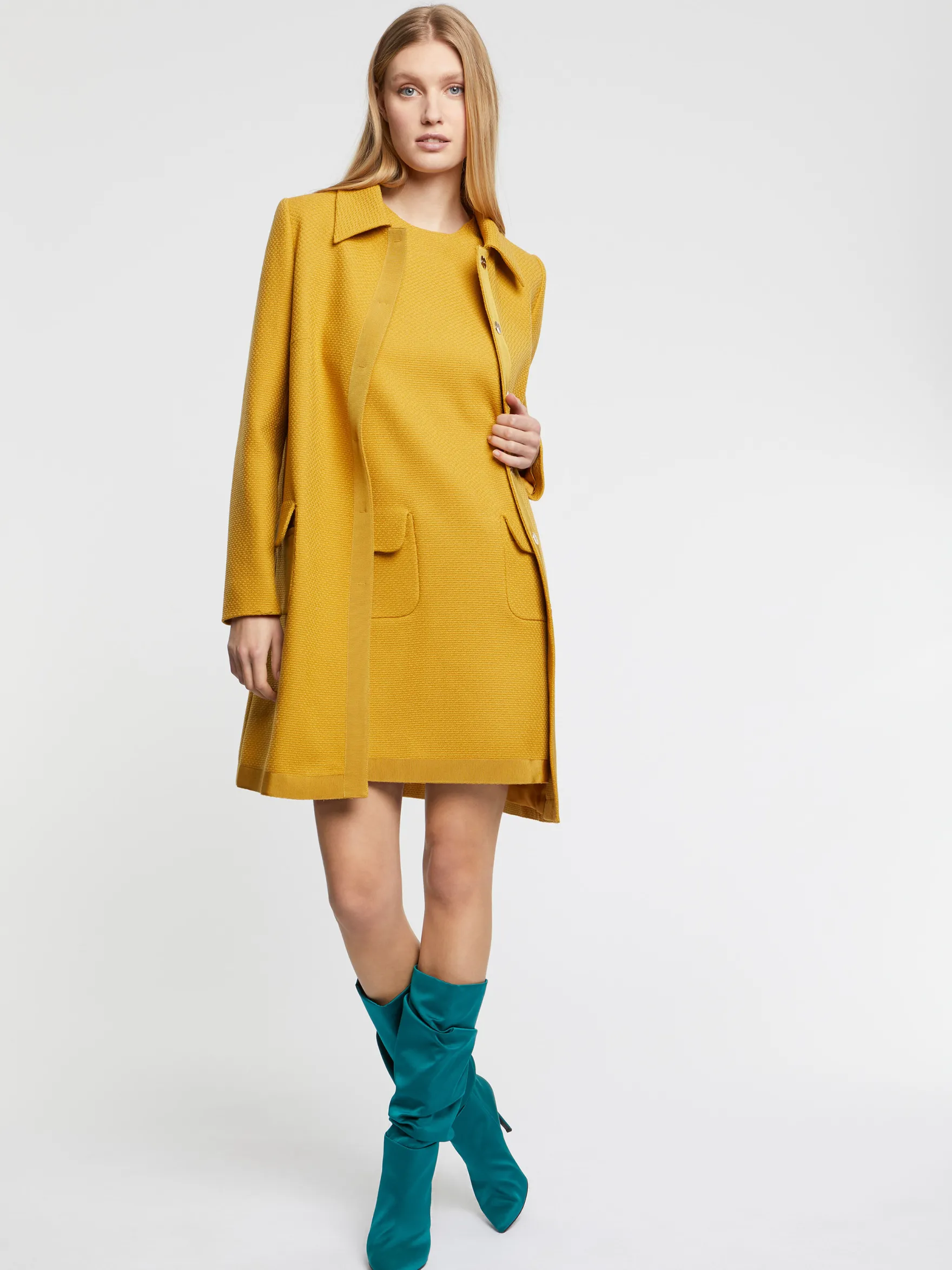 Women Paule Ka Coats>Trimmed-Wool Mid-Length Coat