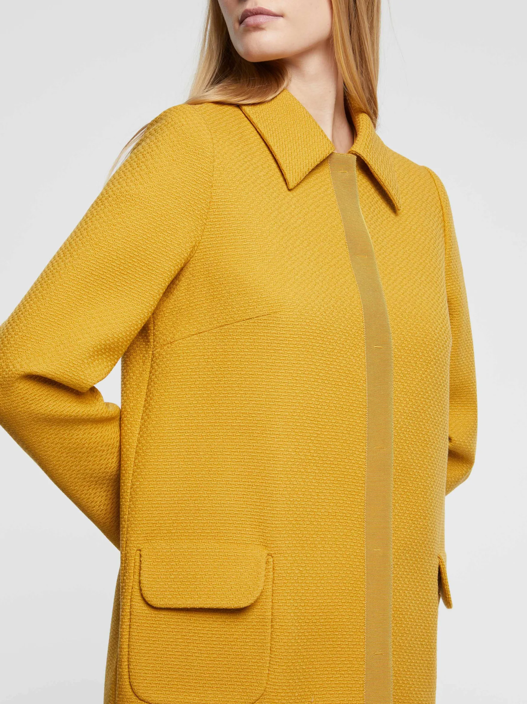 Women Paule Ka Coats>Trimmed-Wool Mid-Length Coat